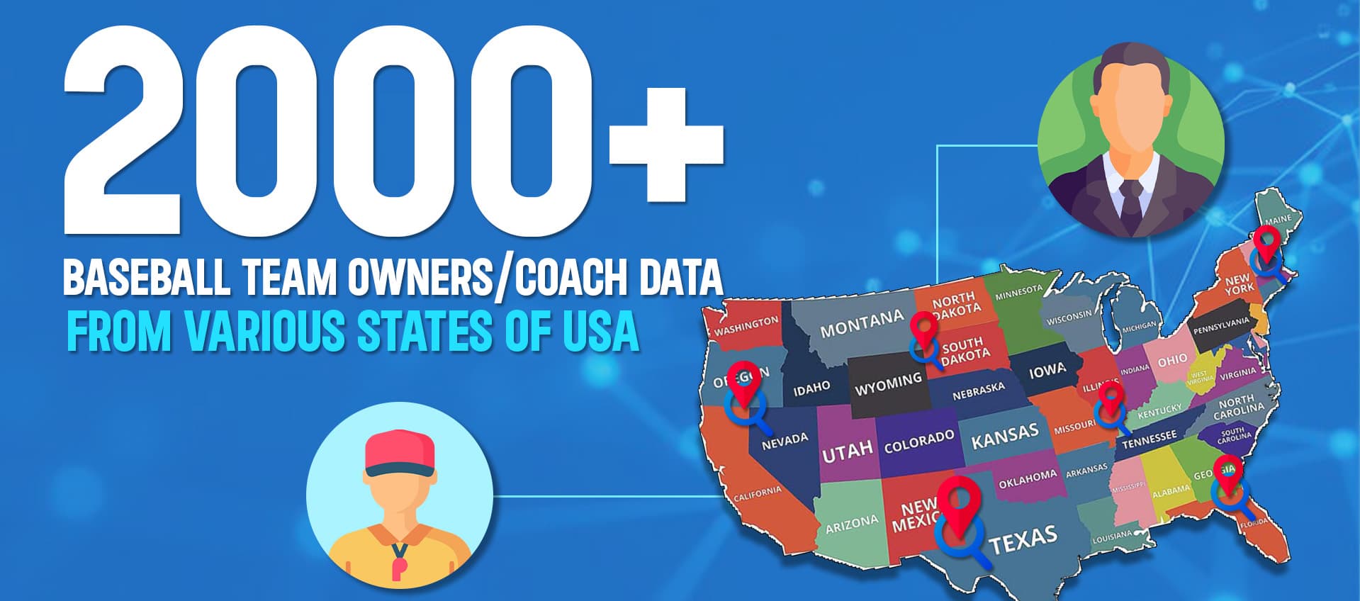 2000+ Baseball team owners coach data from Various states of USA